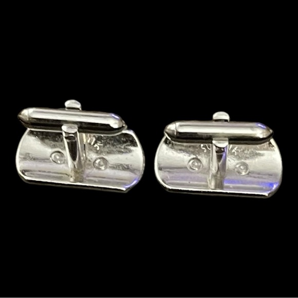 Vintage Mens Silver Metal Swank Cufflinks Oval Link Tubular Oval Links Classic - Picture 5 of 6